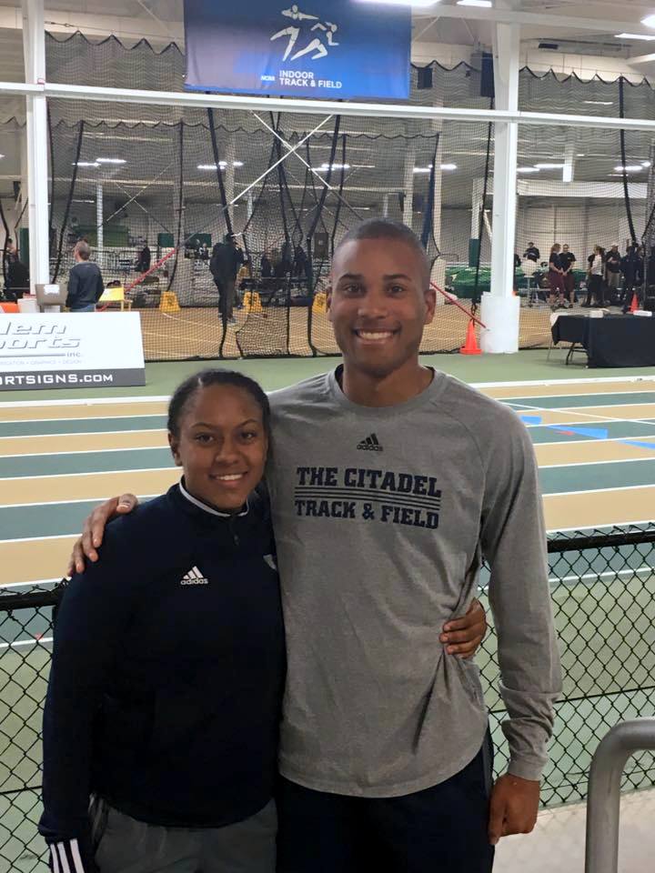 Logan Miller and teammate at track meet 2018