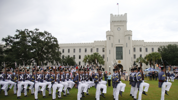 Citadel cadets marching