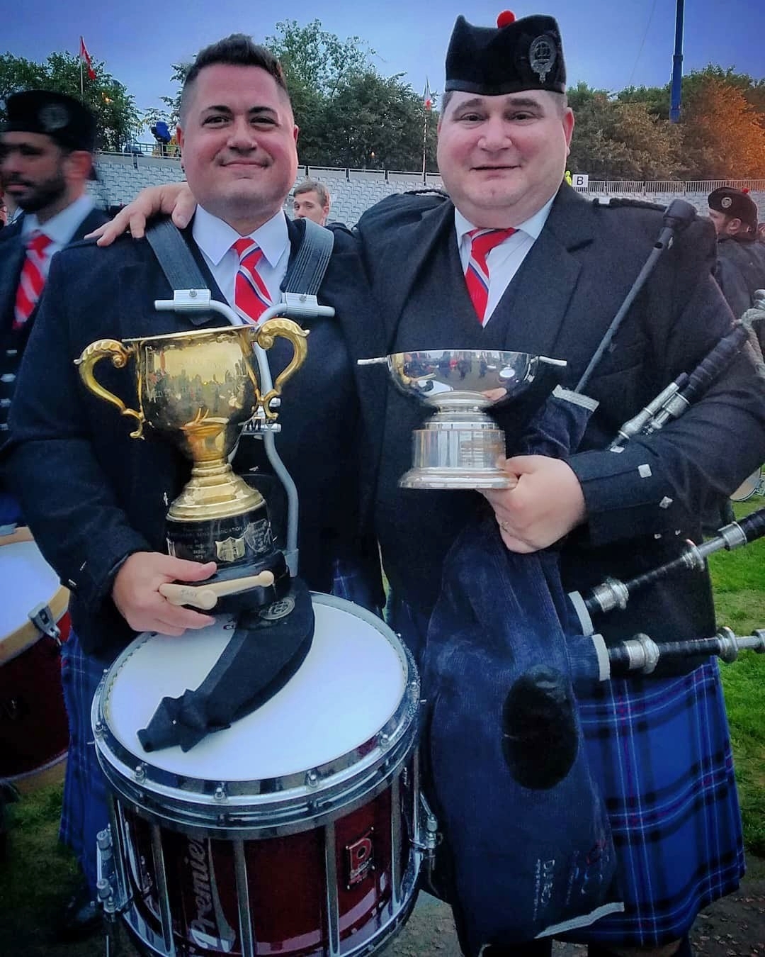 Will and Jim (right) Dillahey with their world championship trophies