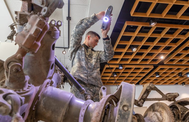 Citadel cadet scans roter of Black Hawk Helicopter