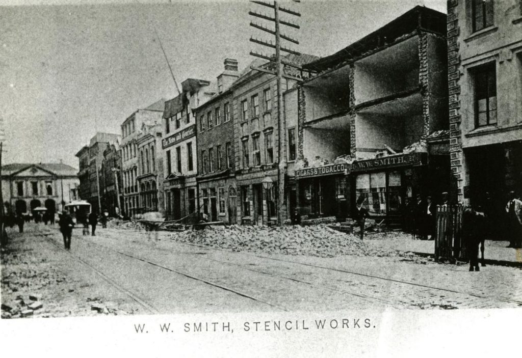 Photo courtesy of The Post and Courier: a view of the south side of Broad Street, looking east.