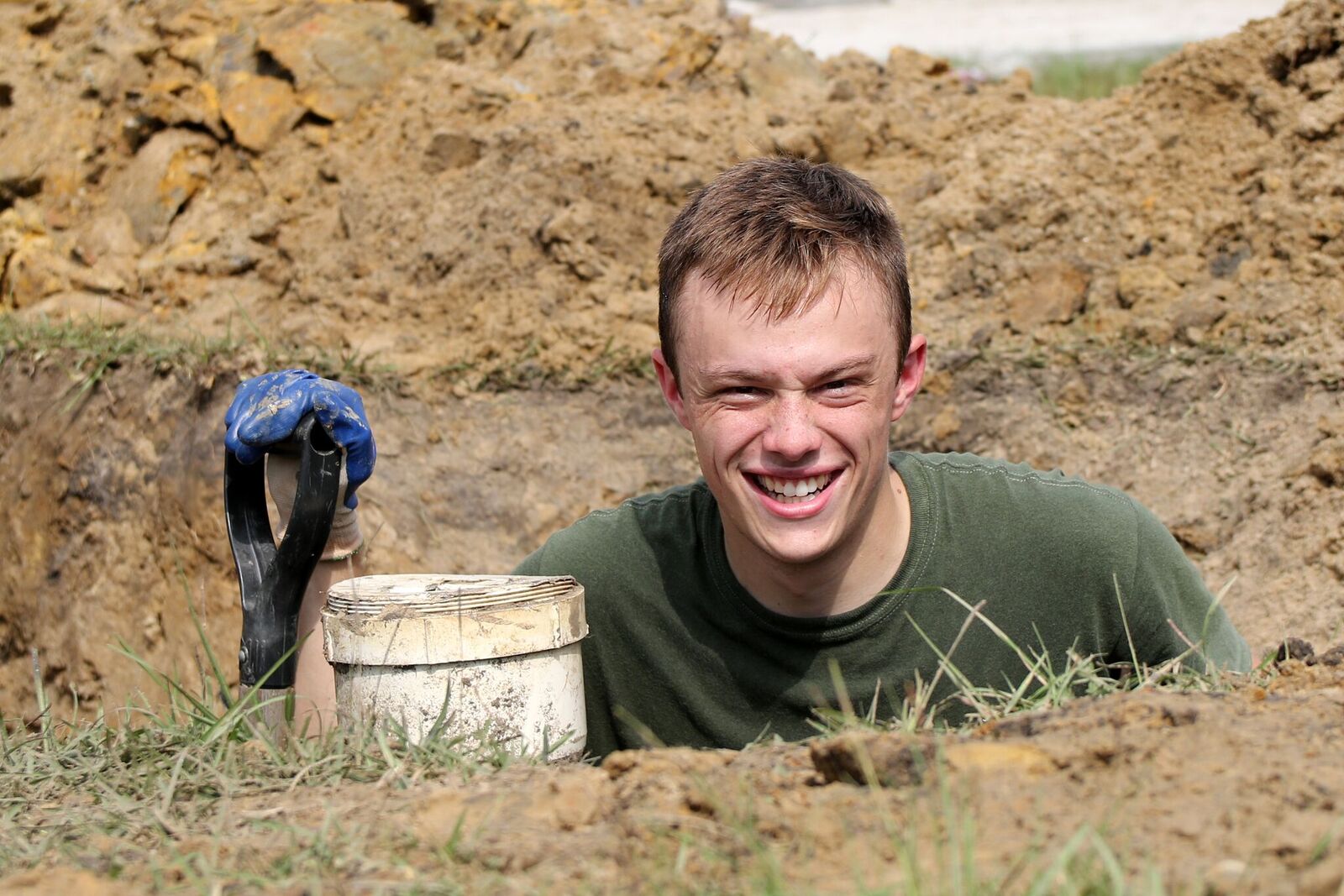 Cadet working on foundation for Habitat home