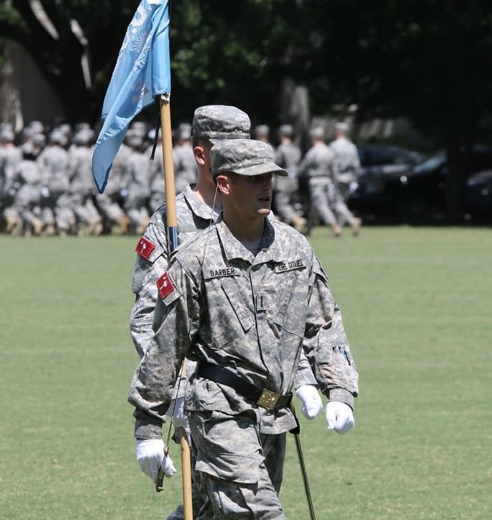 Cadet Logan Barber in The Citadel military review parade