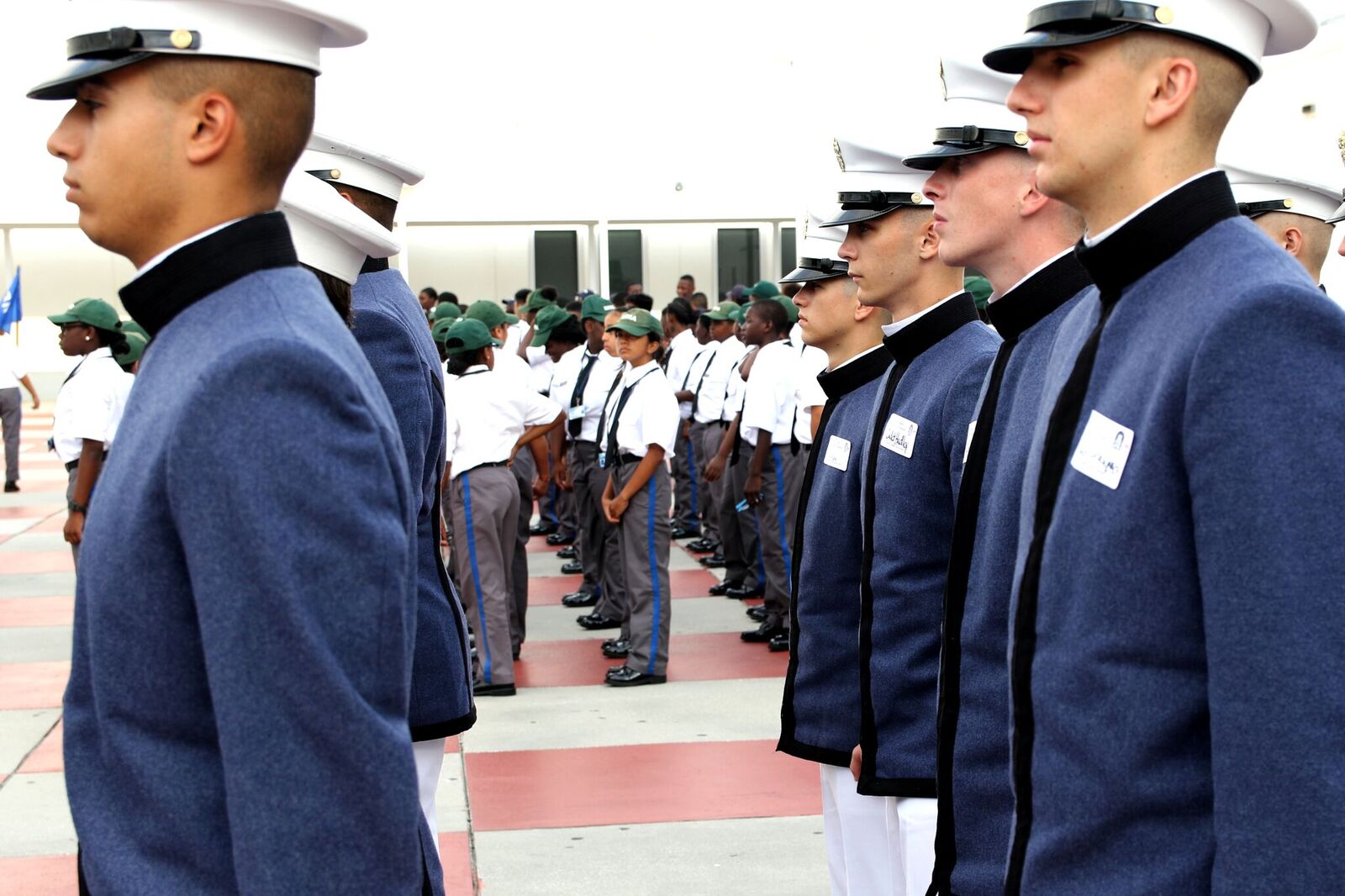 Citadel cadets join Military Magnet Academy cadets for a review parade