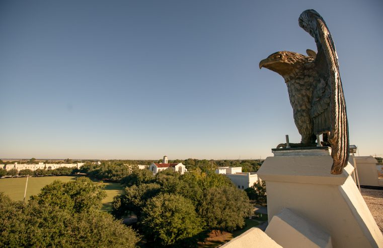 The Citadel's new Bond Hall sentinel watches over campus