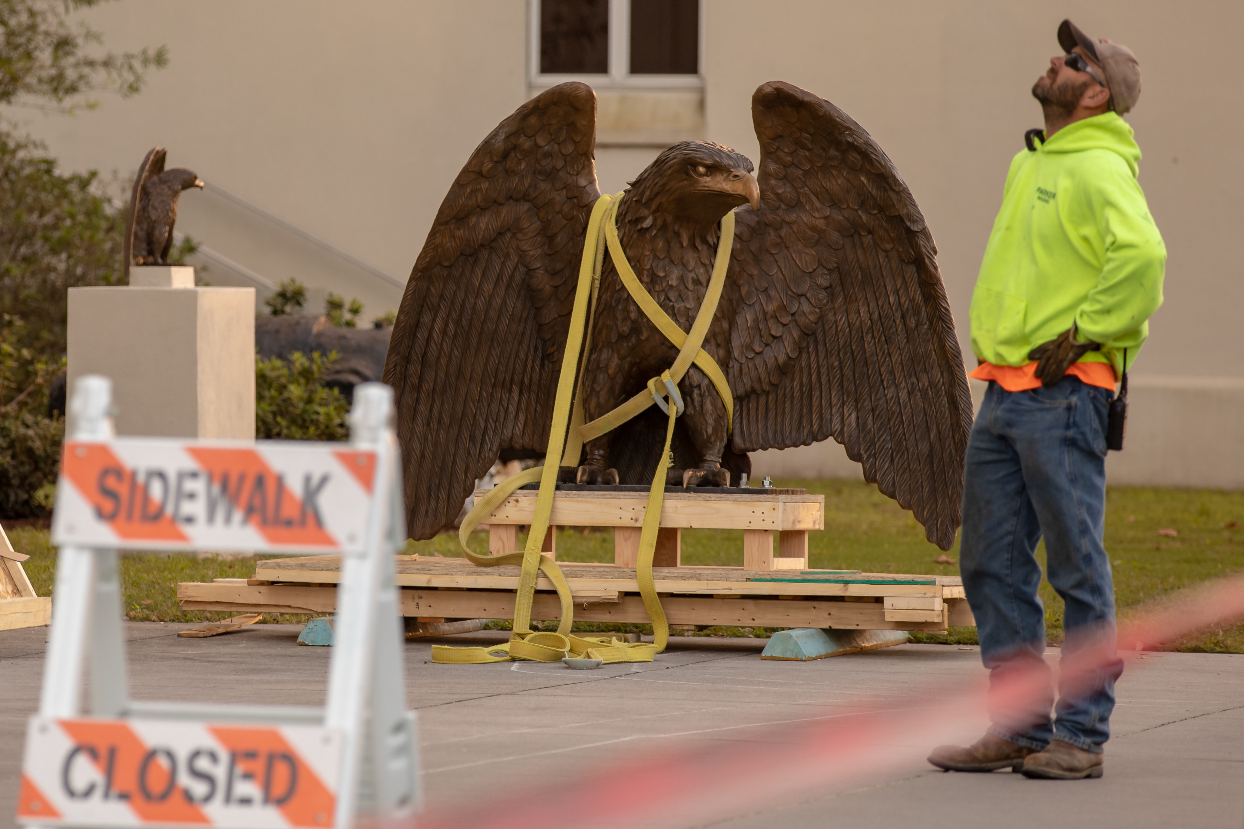 Bond Hall eagle being replaced