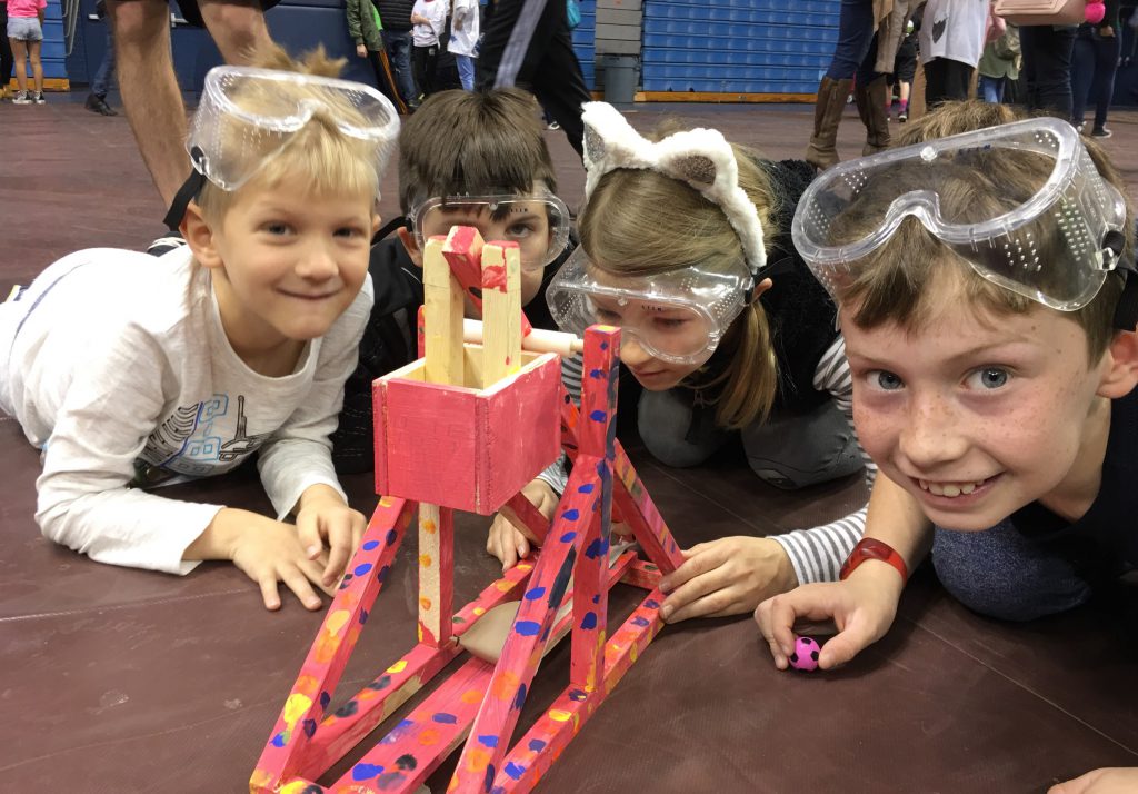 Carolina Park K-5 Trebuchet Team competing at Storm The Citadel 2019