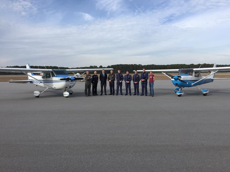 LCAA staff with planes and Citadel cadets