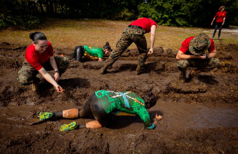 Crawling through mud during Bulldog Challenge 2018