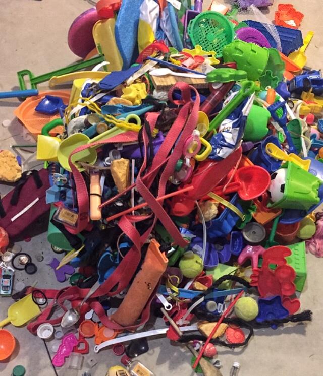 Plastic toys and trash picked up on the Isle of Palms (Courtesy: Victoria Hansen, SC Public Radio)