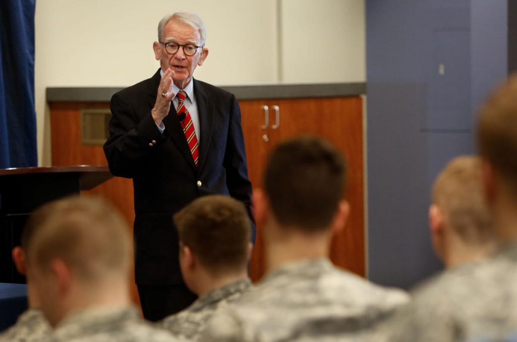 Prof. and former Charleston Mayor Joe P. Riley Jr. teaching at The Citadel