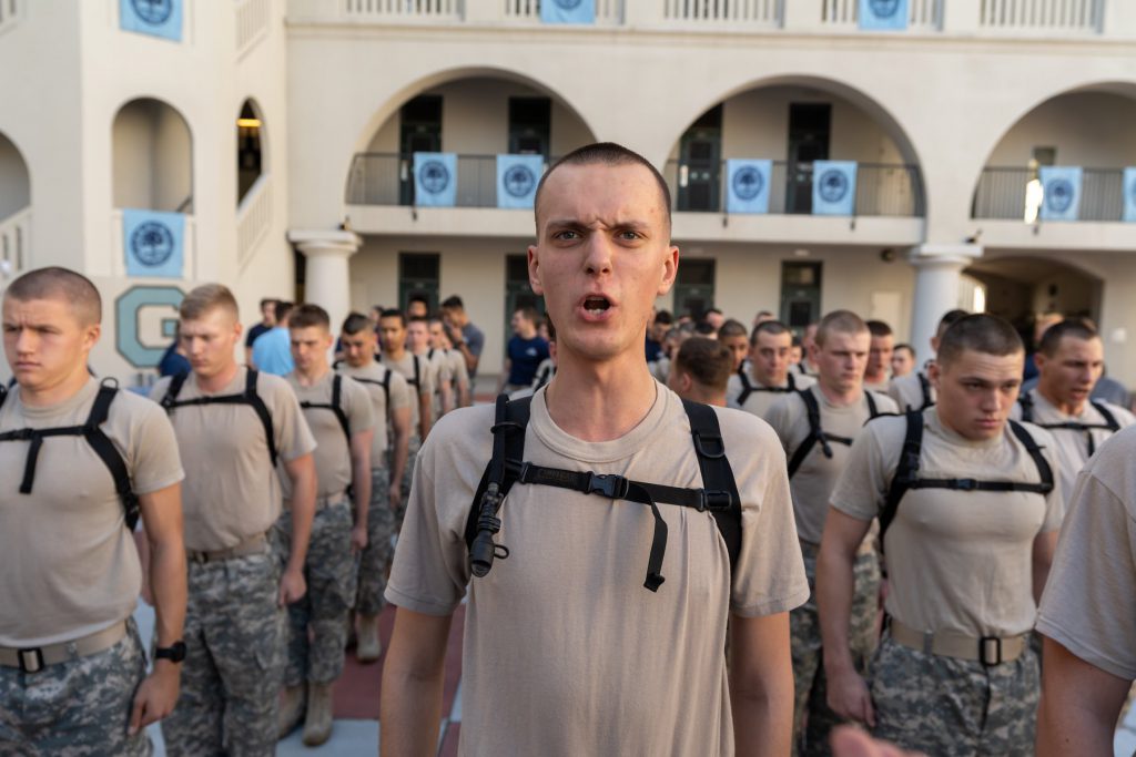 Martynas Tendzegolskis in formation on Recognition Day 2019 at The Citadel