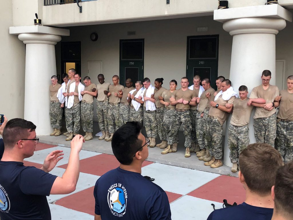 Four Honors Program freshmen among their Golf Company fellow knobs on Recognition Day 2019