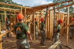 Citadel cadets frame a house for Habitat for Humanity on Leadership Day 2018