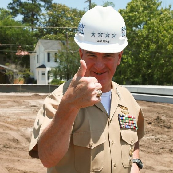 Gen. Walters with honorary hard hat