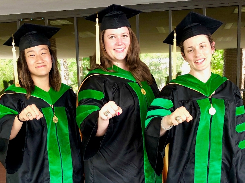 Citadel alumnae Dr. Jane Ma, '15, Dr. Sarah Katchen, '14, Dr. Emily Green, '10, all graduated from the Medical University of South Carolina together in May 2019