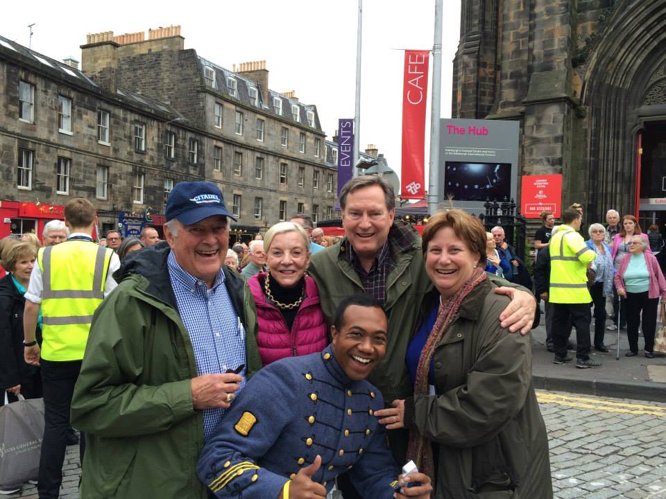 Citadel cadet visiting with alumni and their wives in Edinburgh, Scotland