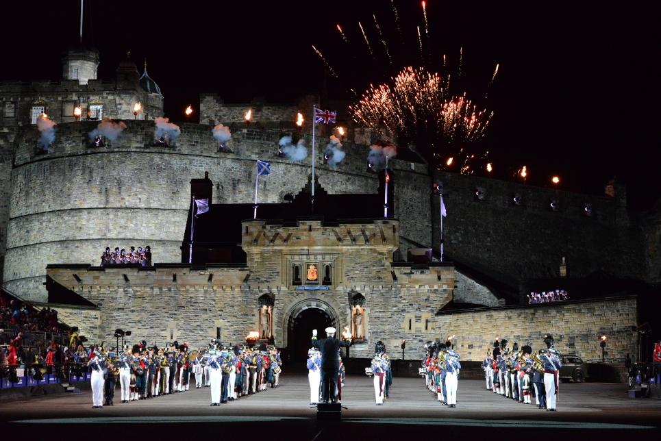 The Citadel Regimental Band and Pipes performing in Royal Edinburgh Tattoo as America's Band 2015