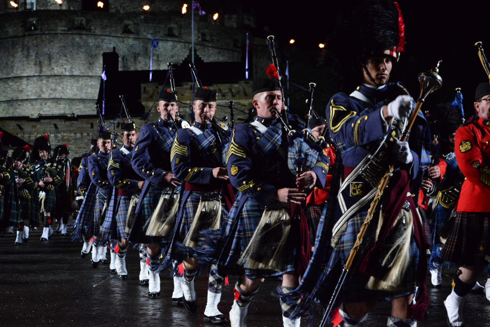 The Citadel Regimental Band and Pipes performing as America's Band 2015 at the Royal Edinburgh Military Tattoo