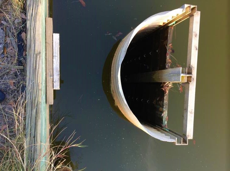 Spillway area of earthen dam studied by civil engineering students at The Citadel