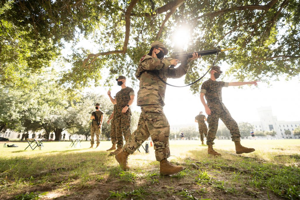 Marine Corps ROTC lab takes place on Summerall Field at The Citadel in Charleston, South Carolina on Thursday, September 3, 2020. (Photo by Cameron Pollack / The Citadel)