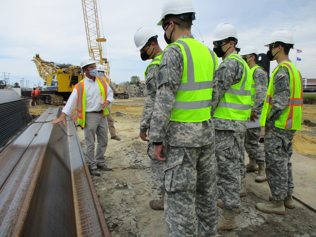 Citadel engineering cadets and students tour Cooper Hotel construction site in Charleston courtesy of Lowe, a real estate development company