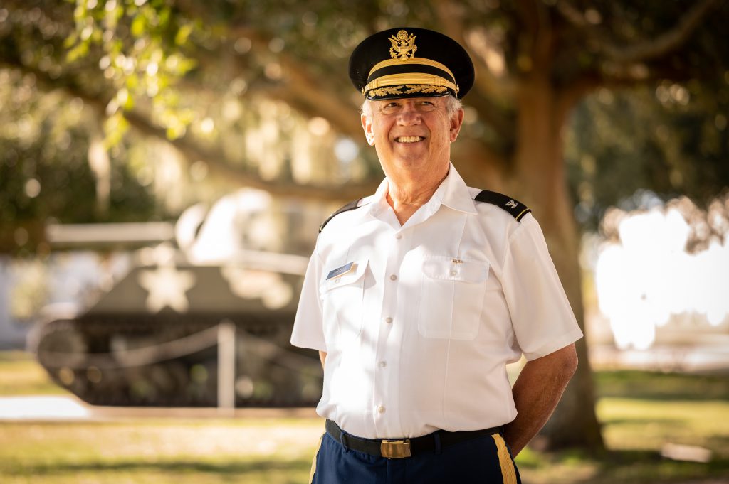 Electrical and Computer Engineering Professor Johnston W. Peeples ’70 poses for a portrait at Grimsley Hall at The Citadel in Charleston, South Carolina on Tuesday, December 1, 2020. Nova Technologies announced the endowment of a new scholarship in Dr. Peeples’ name to support Cadets with demonstrated financial need who are majoring in Electrical or Computer Engineering at The Citadel. The amount of the initial endowment is $500,000. (Photo by Cameron Pollack / The Citadel)