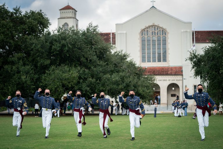 The South Carolina Corps of Cadets Class of 2021 receives their class rings during a presentation ceremony adjusted for COVID-19 conditions in McAlister Field House at The Citadel in Charleston, South Carolina on Friday, September 25, 2020. (Photo by Cameron Pollack / The Citadel)