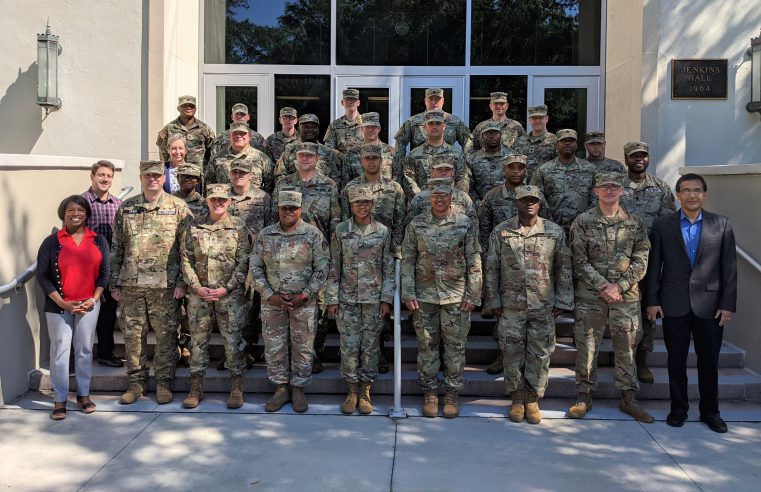 Members of the SC National Guard pose for a group photo with members of The Citadel Dept. of Defense Cyber Instute