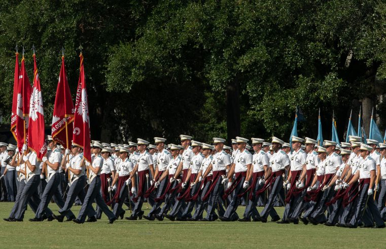South Carolina Corps of Cadets military review parade on September 28, 2018