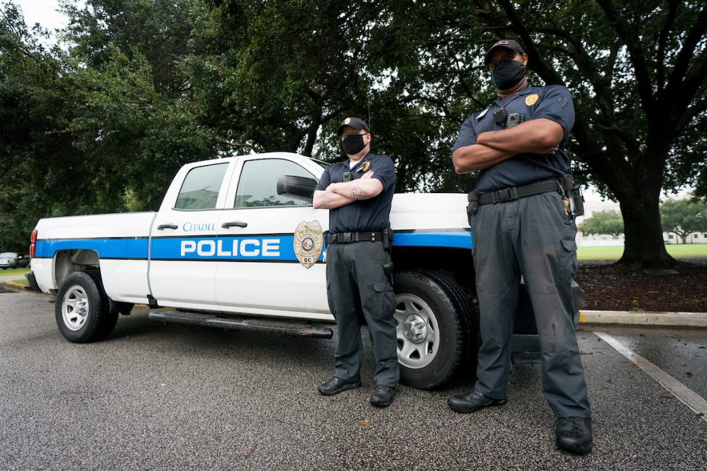 Officers in The Citadel department of Public Safety on Tuesday, September 21, 2021. Credit: Cameron Pollack / The Citadel