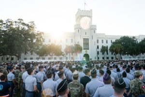 South Carolina Corps of Cadets gathered on Summerall Field for the closing ceremony from The Citadel Class of 1979 Leadership Day