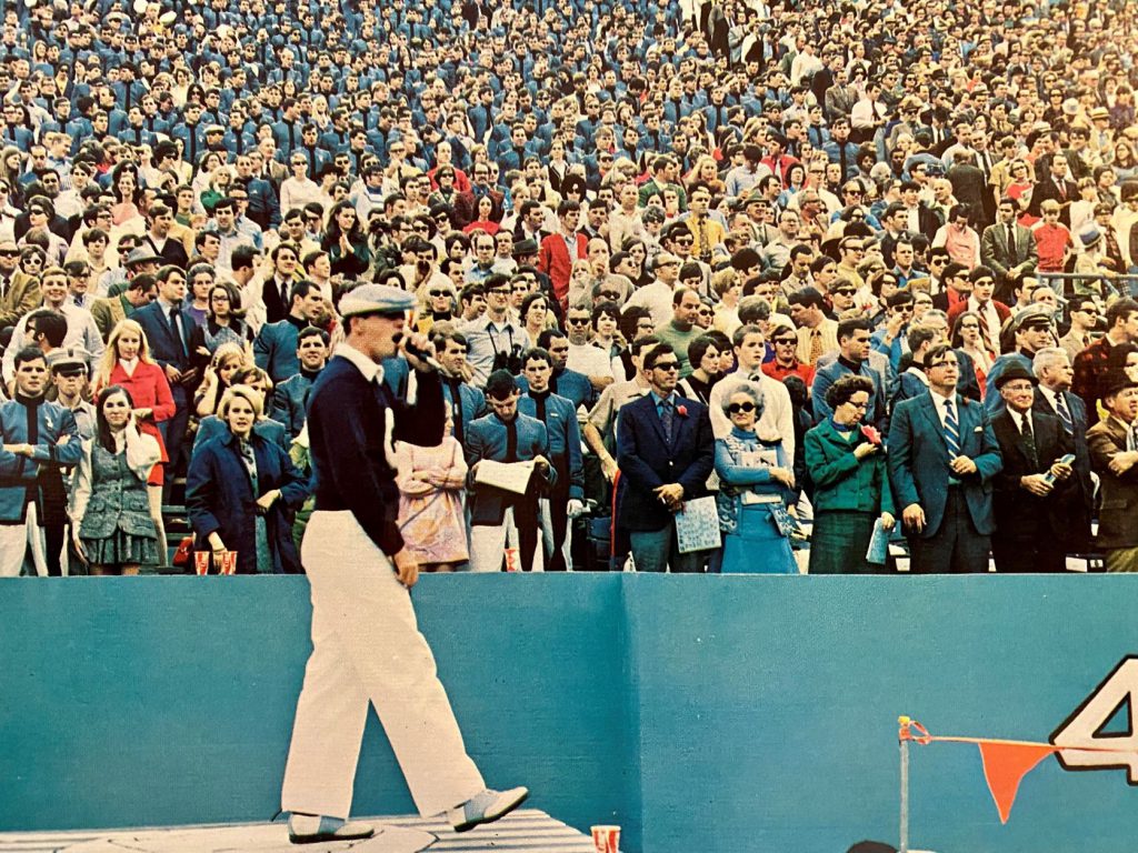 Photograph from The Citadel's 1971 yearbook of the fans at a football game