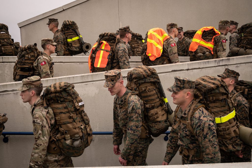 ROTC cadets walking