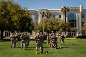 Marine Corps ROTC lab takes place on Summerall Field at The Citadel in Charleston, South Carolina on Monday, March 29, 2021.