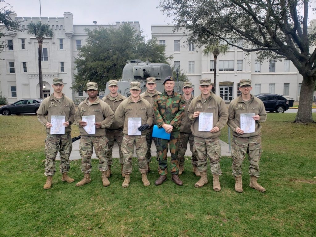 Citadel cadets who earned the Dutch Military Proficiency Badge at The Citadel in January 2022