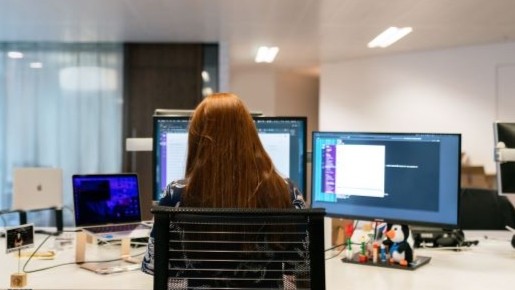 woman on computer