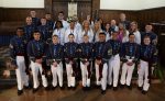 Class of 2022 nursing graduates post for a photograph after their pinning ceremony on May 5, 2022, in Summerall Chapel on campus