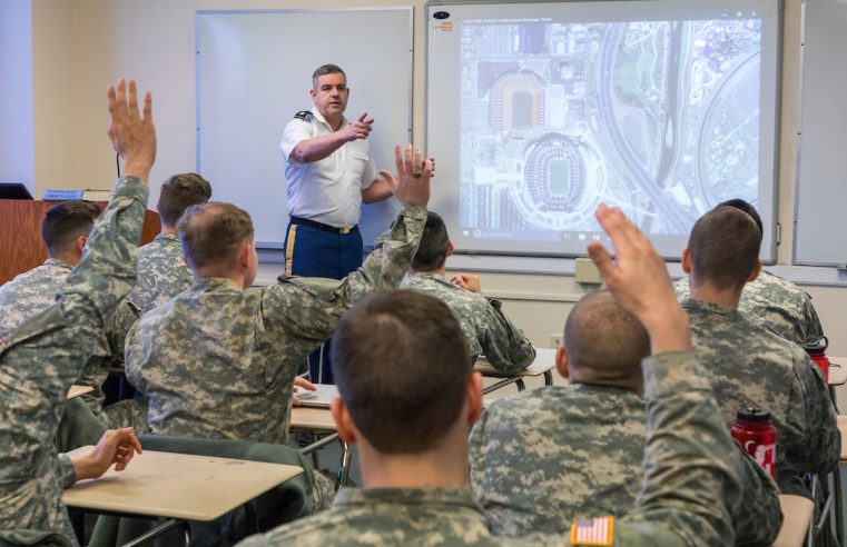 Intelligence and Security Studies professor Michael Brady conducting a class for members of the South Carolina Corps of Cadets at The Citadel